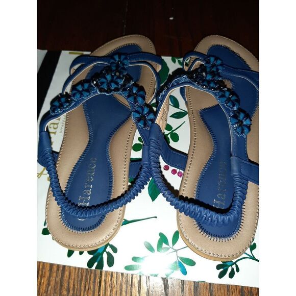 New Size 8 (40) Blue Embellished Harence Summer Casual Dressy Sandals Sh… - Picture 5 of 6